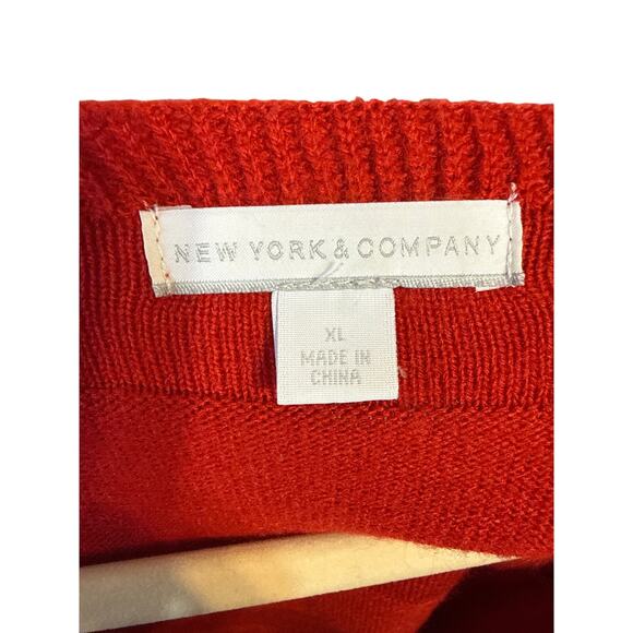 New York & Company Women's XL Red Open Front Cardigan Sweater - Picture 5 of 8